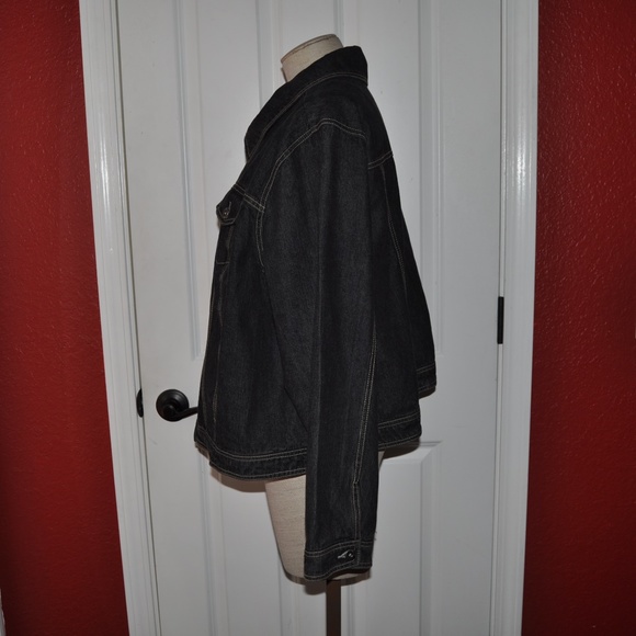 AVENUE Rigid Denim Black Trucker Jean Jacket [C6] - Picture 4 of 6